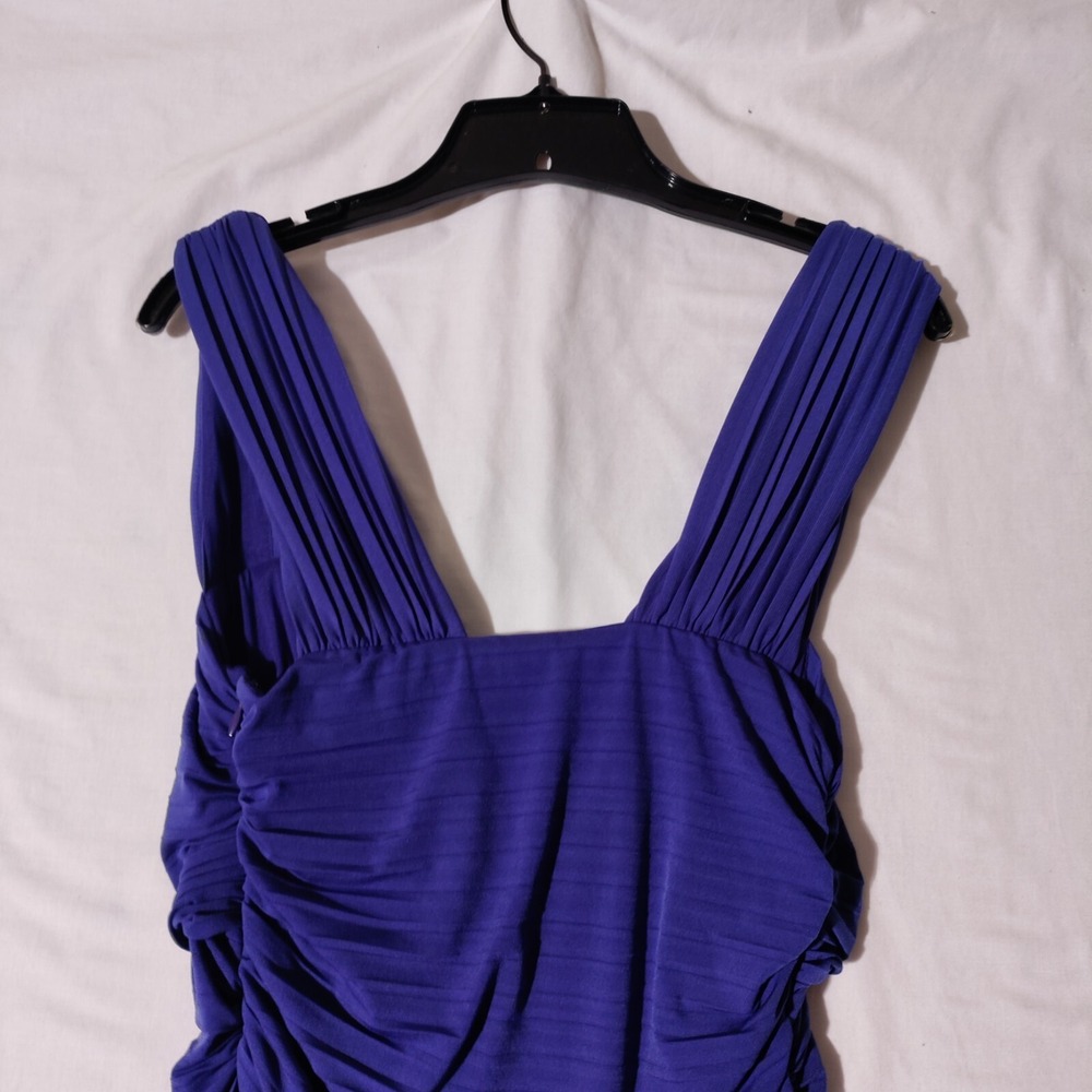 NICOLE MILLER Blue COCKTAIL FORMAL GOWN RUCHED FITTED DRESS SIZE 8 - Picture 7 of 16
